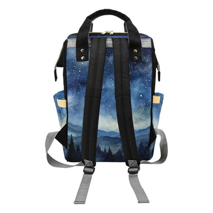 Mountain Diaper Bag Backpack with Night Sky Print, Woodland Baby Bag, Mom Backpack