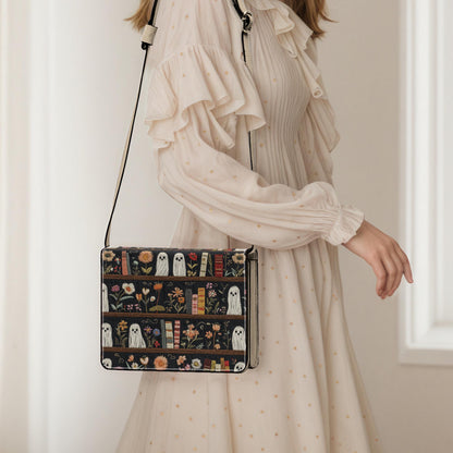 Bookish Crossbody Bag, Literary Ghost Purse, Cottage Gothic Librarian Gift