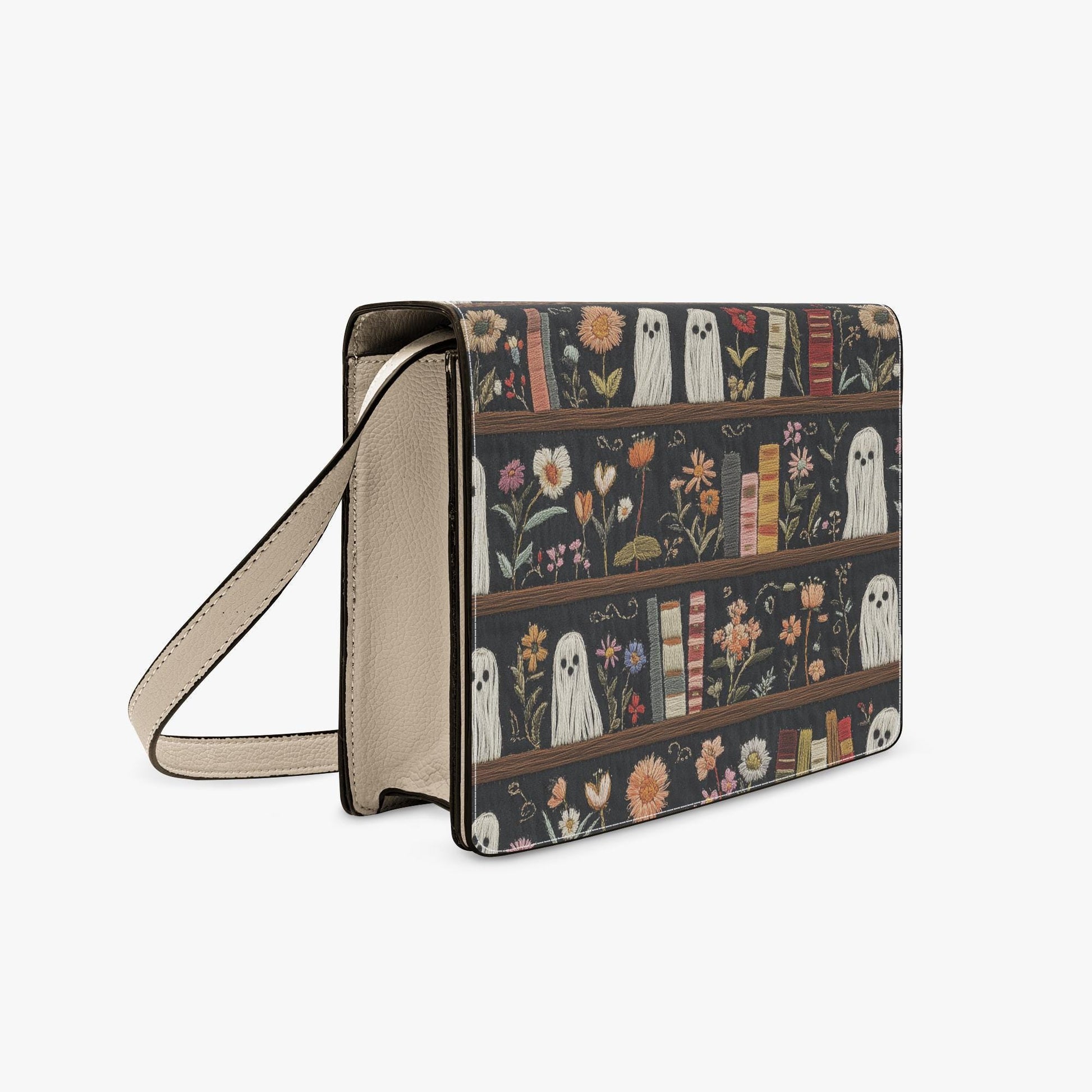 Bookish Crossbody Bag, Literary Ghost Purse, Cottage Gothic Librarian Gift