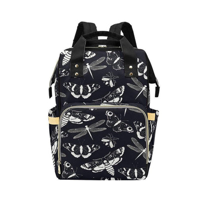 Black & White Moths Backpack, Witchy Diaper Bag, Enchanted School Satchel, Mystical Tote
