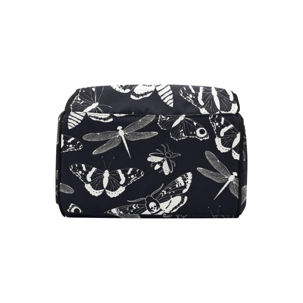 Black & White Moths Backpack, Witchy Diaper Bag, Enchanted School Satchel, Mystical Tote