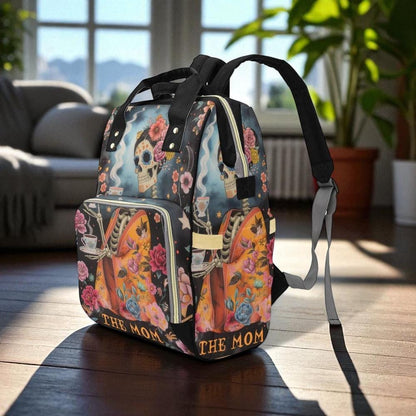 Skeleton Tea Mom Backpack, Witchy Halloween Diaper Bag, Spooky Skull Tote, Enchanted Travel Bag