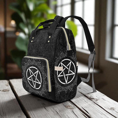 Pentagram Occult Backpack, Witchy Festival Diaper Bag, Dark Academia Satchel, Mystical Travel Bag