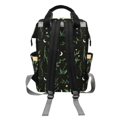 Diaper Backpack with Moon Floral Print, Baby Travel Bag, Mom Backpack