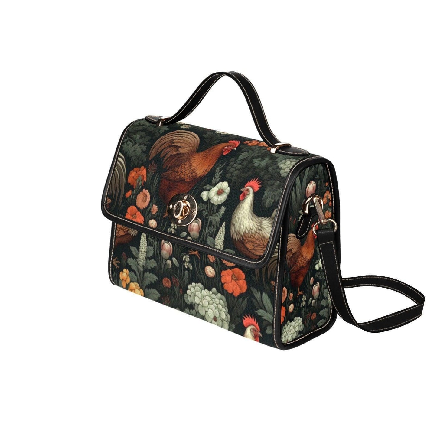 Rooster & Hen Garden Handbag – Rustic Countryside Farmhouse bag
