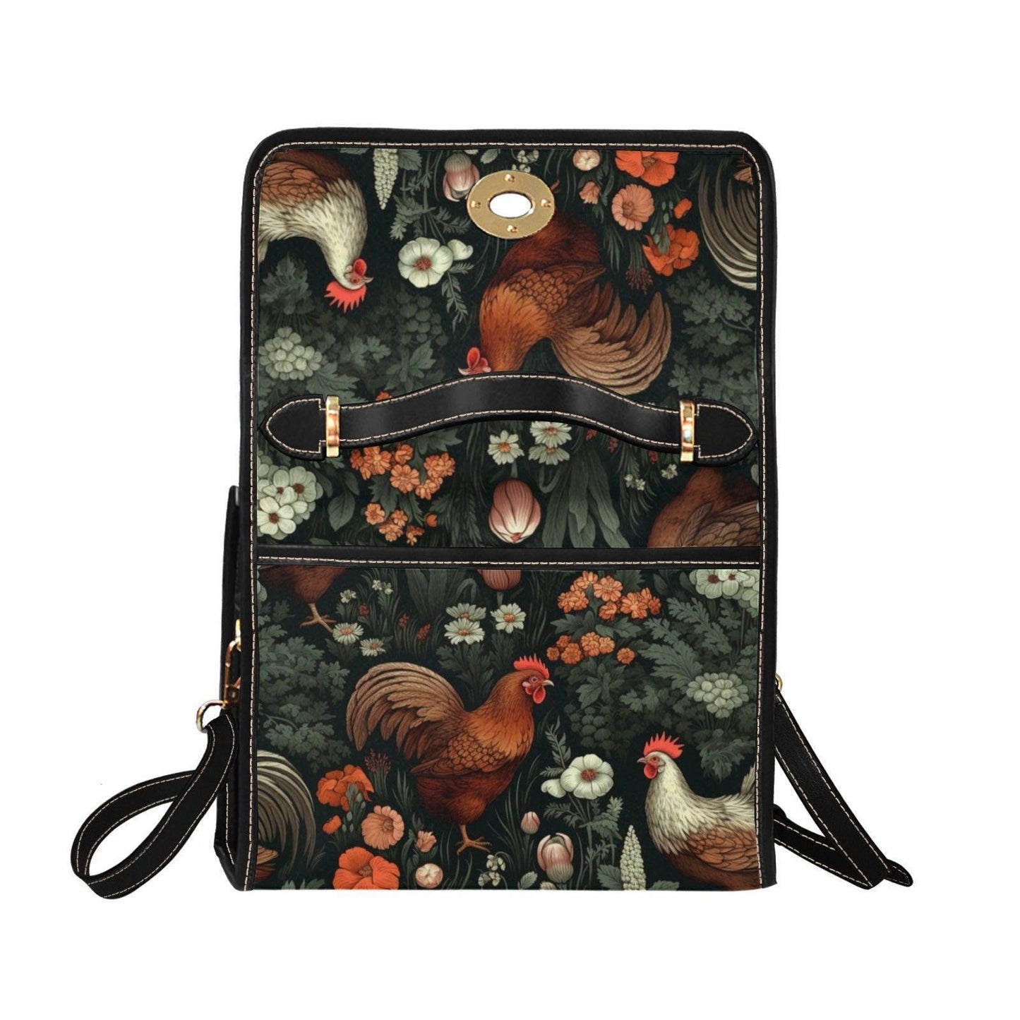 Rooster & Hen Garden Handbag – Rustic Countryside Farmhouse bag