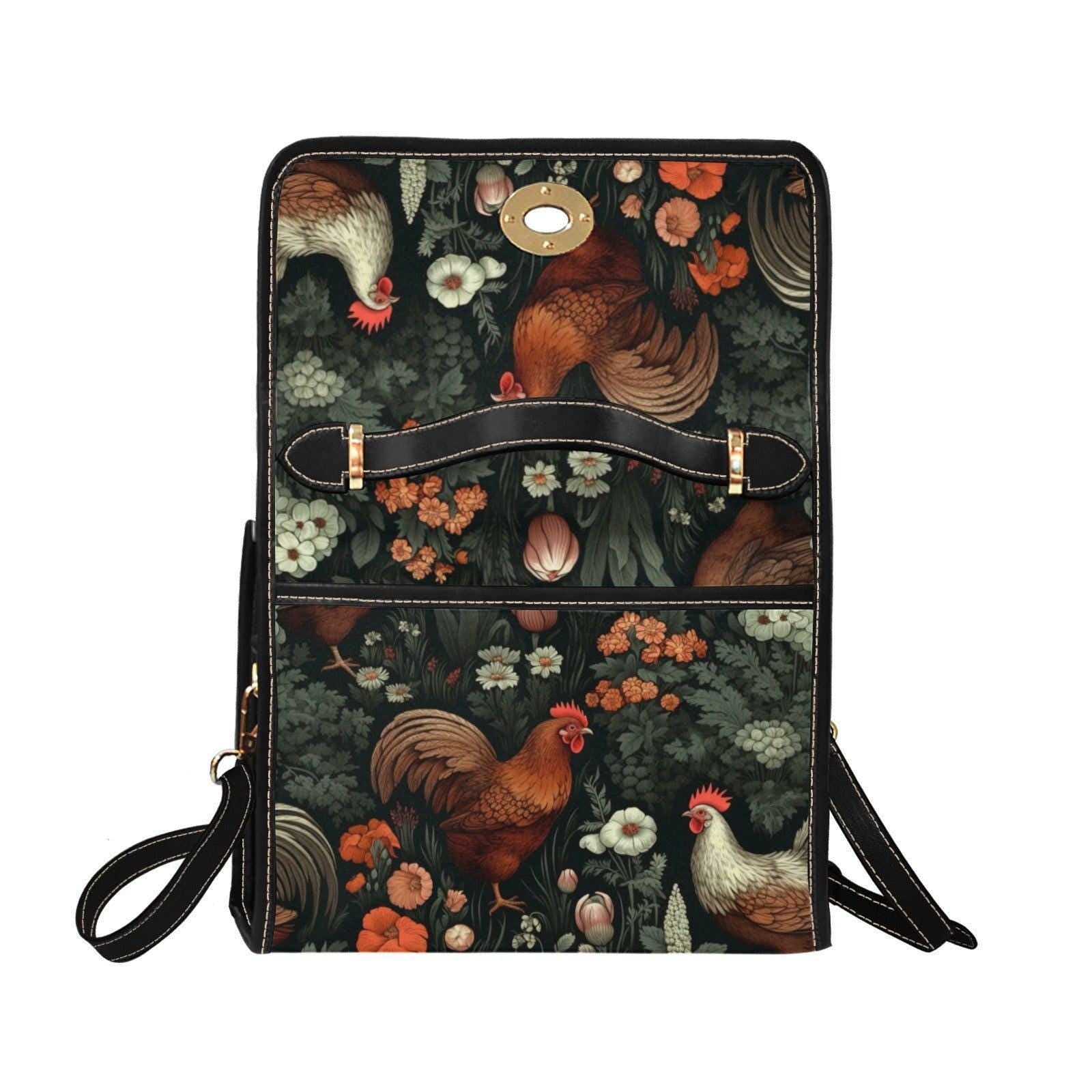 Rooster & Hen Garden Handbag – Rustic Countryside Farmhouse bag