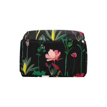 Floral Diaper Bag Backpack, Black Baby Travel Bag, Mom Backpack
