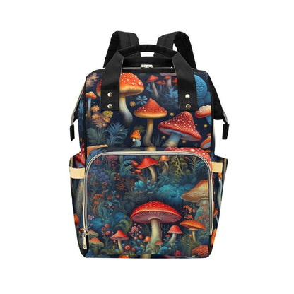 Navy Mushroom Forest Diaper Backpack