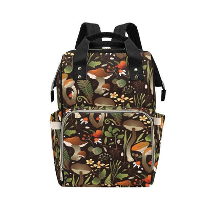 Enchanted Forest Mushroom Diaper Bag, Whimsical Botanical Backpack, Cottagecore Baby Travel Bag