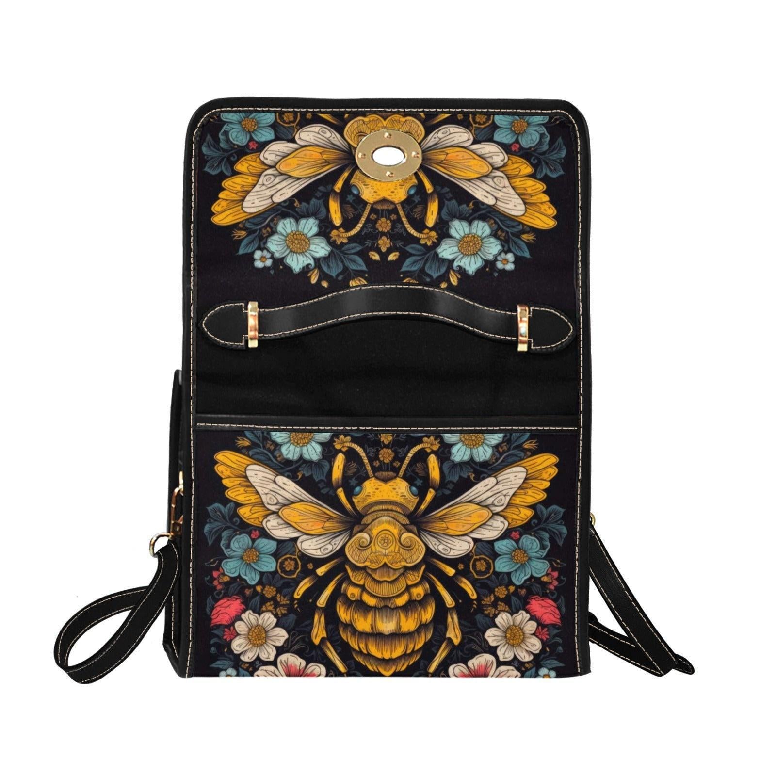 Bee and flower purse, floral fairycore crossbody, honeybee vintage satchel, cottagecore aesthetic handbag, nature lover bag,spring style bag
