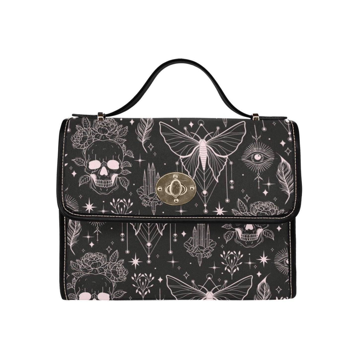 Gothic Moths & Skulls Purse – Mystical Crystals and Roses Design