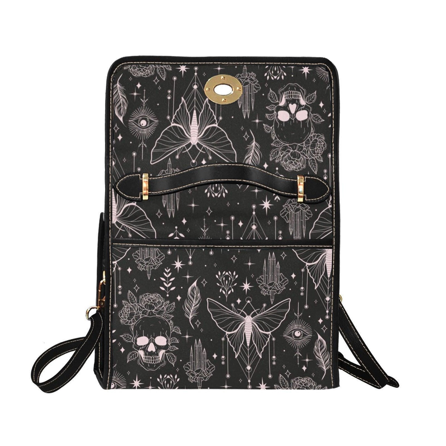 Gothic Moths & Skulls Purse – Mystical Crystals and Roses Design
