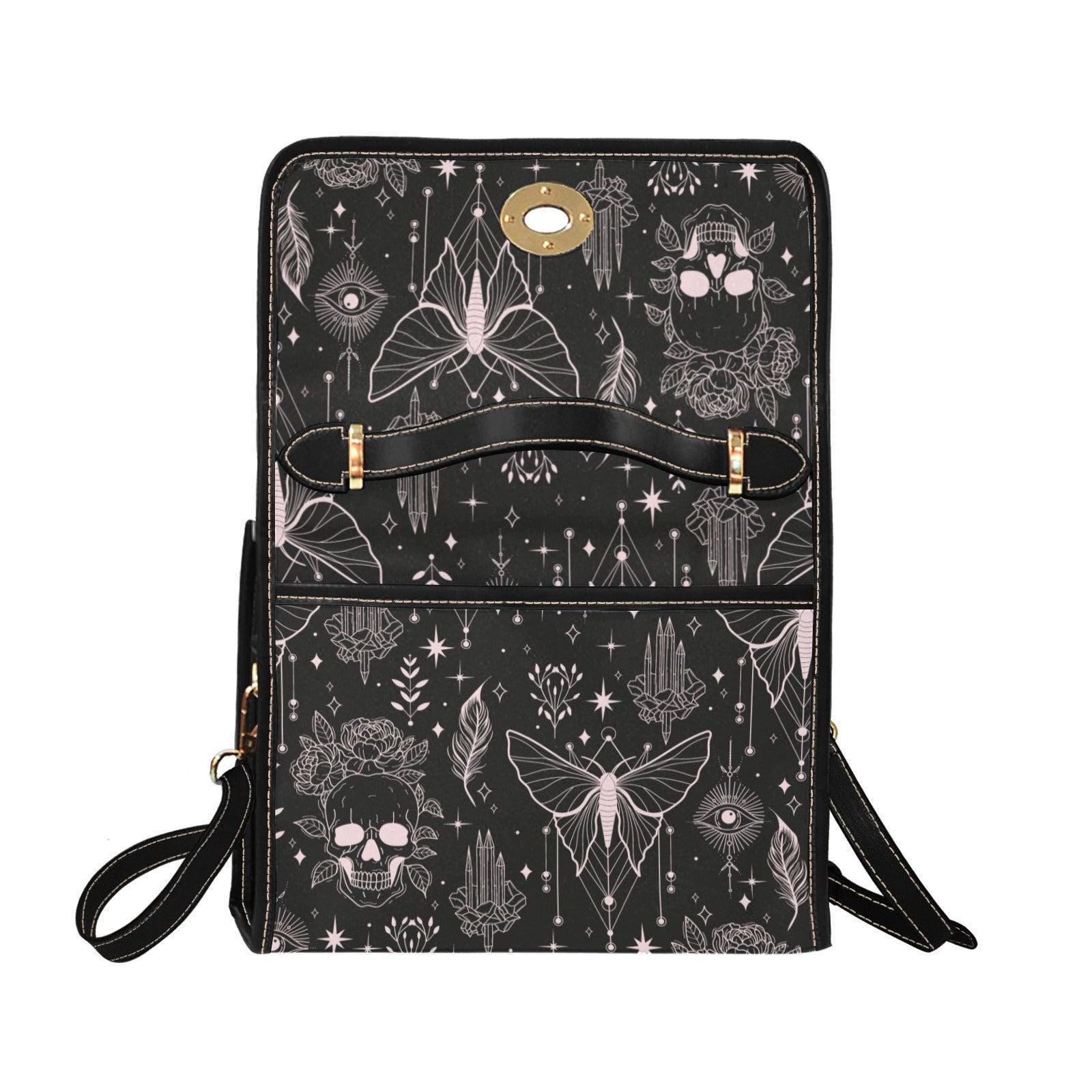 Gothic Moths & Skulls Purse – Mystical Crystals and Roses Design