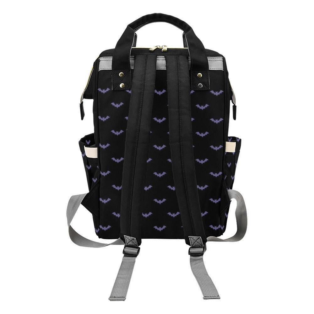 Gothic Bat Print Backpack, Witchy Diaper Organizer, Spooky Fairycore Bag, Vintage Goth Accessory