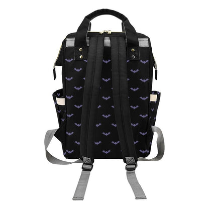 Gothic Bat Print Backpack, Witchy Diaper Organizer, Spooky Fairycore Bag, Vintage Goth Accessory
