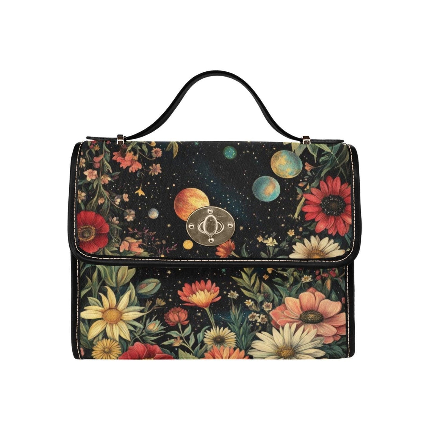 Cosmic Planets Tote Bag – Colorful Galaxy Garden Print