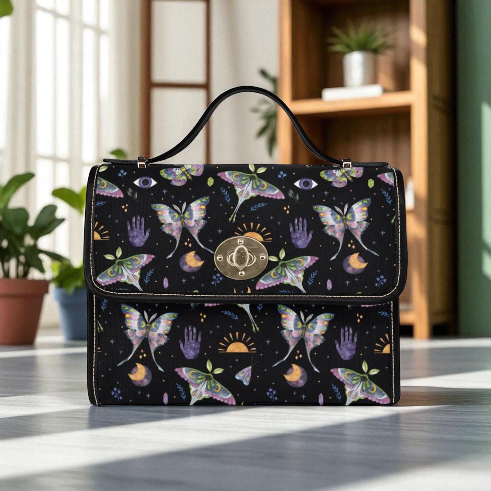 Galaxy Butterfly Print, Witchcore Fairy Purse, Cosmic Hand Motif Bag, Magic Eye Shoulder Bag, Celestial Wings Crossbody, Dreamy Space Purse