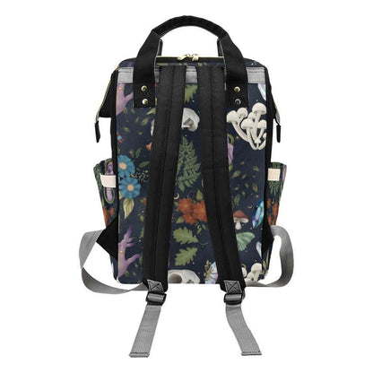 Occult Botanical Backpack, Witchy Forest Diaper Bag, Gothic Fairycore Gear, Mystical Skull Organizer, Dark Cottagecore Accessory, Alt Bag