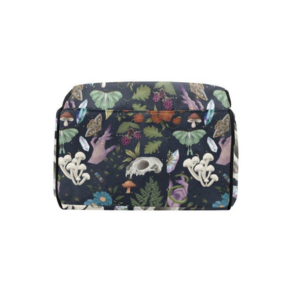Occult Botanical Backpack, Witchy Forest Diaper Bag, Gothic Fairycore Gear, Mystical Skull Organizer, Dark Cottagecore Accessory, Alt Bag