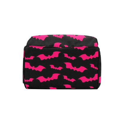 Pink Bat Diaper Bag Backpack, Spooky Halloween Mom Travel Bag, Bold Nursery Organizer