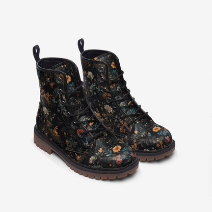 Forest Witch Boots, Goblincore Boots, Wildflowers Boots, Vegan Combat Boots, Witchcore, Naturecore Flowers Boots, Cottagecore Boots