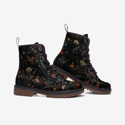 Forest Witch Boots, Goblincore Boots, Wildflowers Boots, Vegan Combat Boots, Witchcore, Naturecore Flowers Boots, Cottagecore Boots