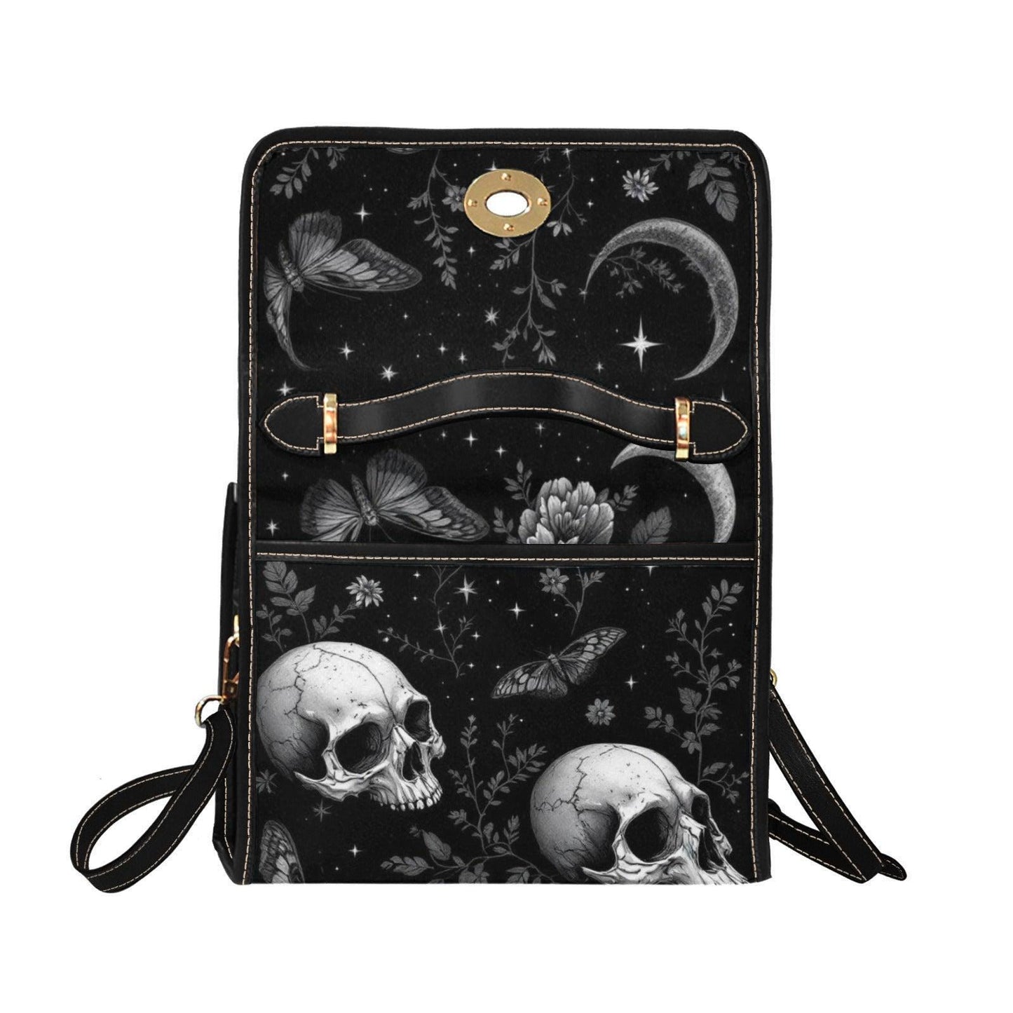 Mystical Moon Skull Bag, Gothic Floral Purse, Celestial Butterfly Handbag, Witchy Night Out Accessory