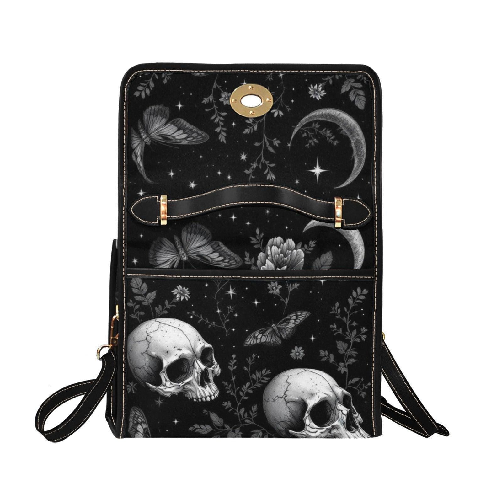 Mystical Moon Skull Bag, Gothic Floral Purse, Celestial Butterfly Handbag, Witchy Night Out Accessory