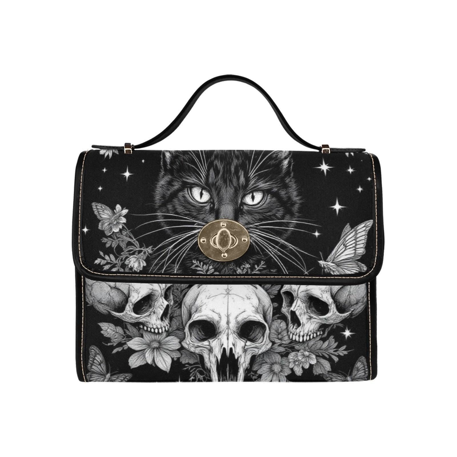 Occult Cat Skull Bag, Dark Witchy Crossbody Purse, Gothic Kitty Shoulder Tote,Cat Skull Accessories,Dark Feline Gift,Alternative Fashion Bag