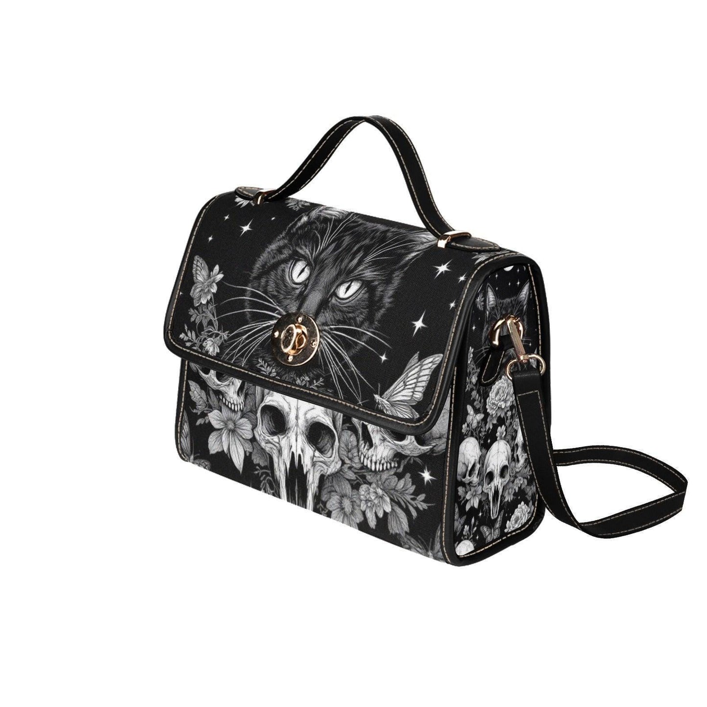 Occult Cat Skull Bag, Dark Witchy Crossbody Purse, Gothic Kitty Shoulder Tote,Cat Skull Accessories,Dark Feline Gift,Alternative Fashion Bag