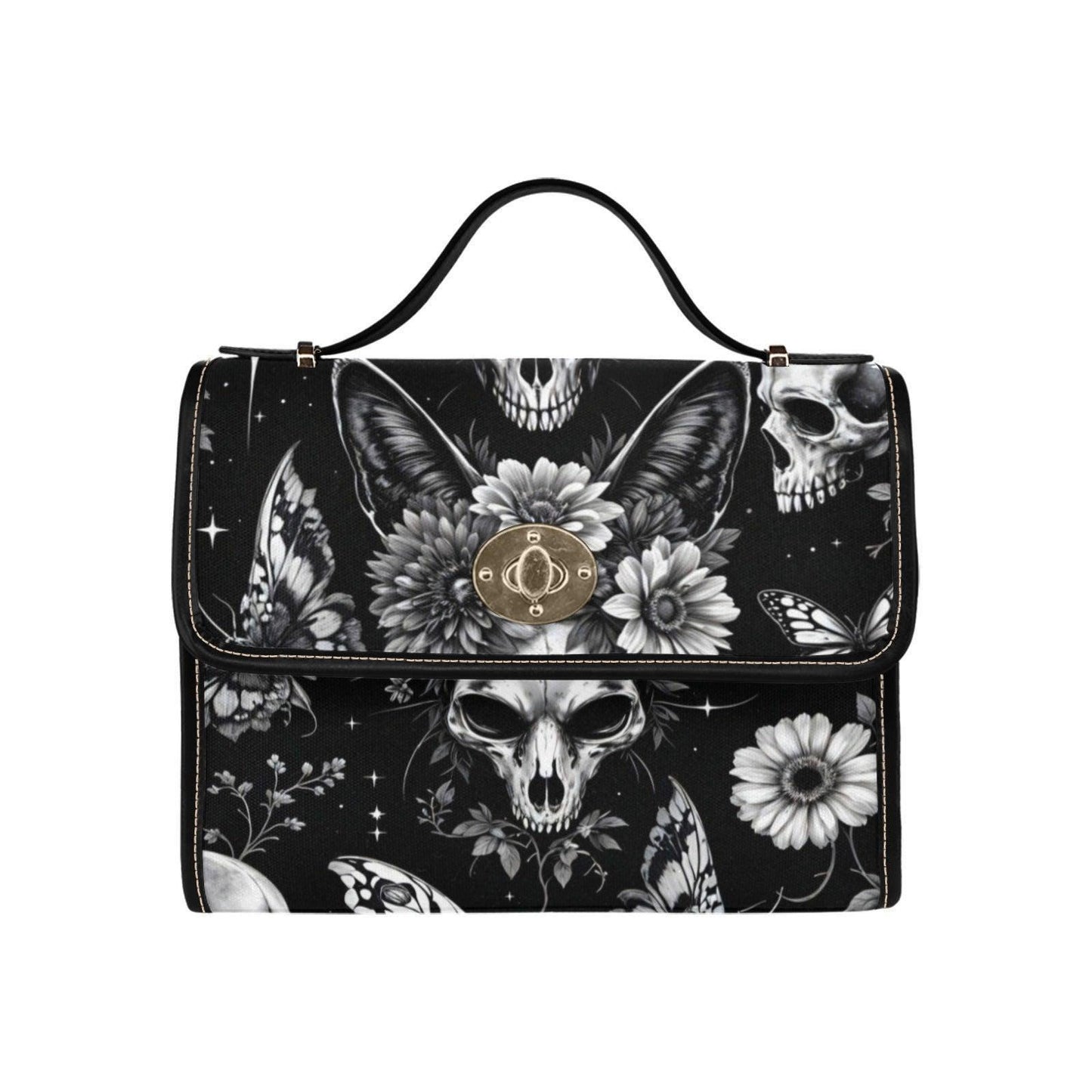 Gothic Bunny Skull Bag, Dark Art Floral Purse, Occult Rabbit Crossbody, Skull Print Handbag, Witchy Bunny Tote,Alternative Fashion Accessory