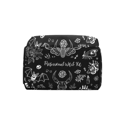 Occult Diaper Bag Backpack, Monochrome Witchy Mom Bag, Mystical Baby Travel Backpack