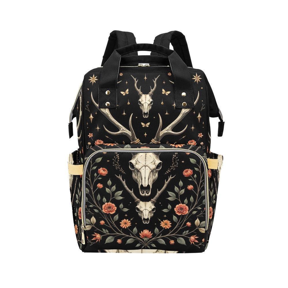 Western Diaper Bag Backpack, Boho Deer Skull Baby Bag, Stroller Organizer