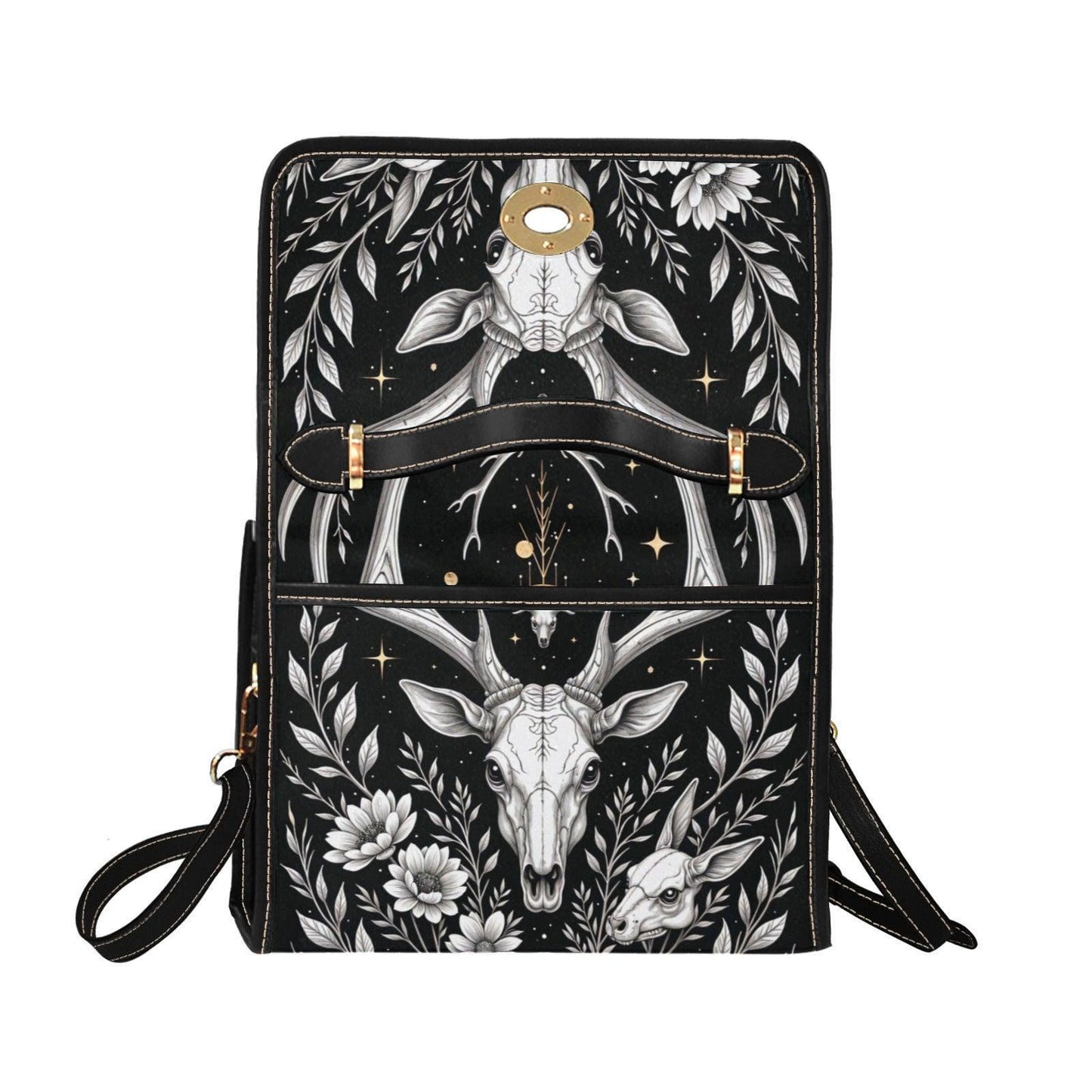 Gothic Deer Skull Purse, Dark Witchcore Forest Bag, Occult Woodland Animal Crossbody, Spooky Pagan Spirit Handbag, Gothic Nature Gift