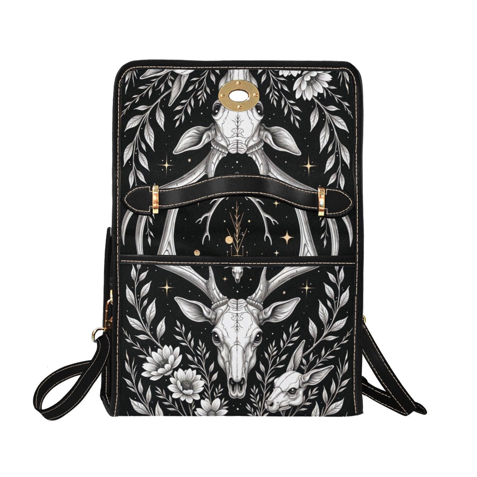 Gothic Deer Skull Purse, Dark Witchcore Forest Bag, Occult Woodland Animal Crossbody, Spooky Pagan Spirit Handbag, Gothic Nature Gift