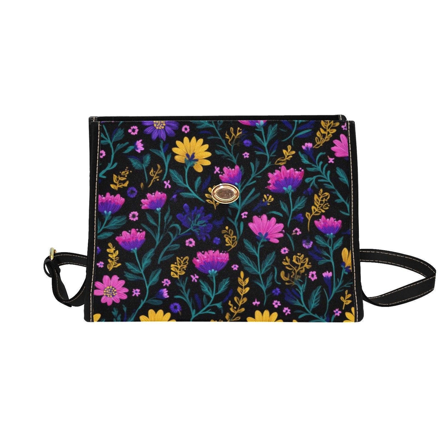 Boho Wildflower Purse, Dark Floral Crossbody Bag, Vintage Garden Shoulder Tote, Flower Handbag, Retro Floral Accessories, Gift for Women