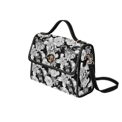 Gothic Rose Print Crossbody Purse, Dark Floral Handbag, Witchcore Fashion Satchel, Vintage Goth Accessory