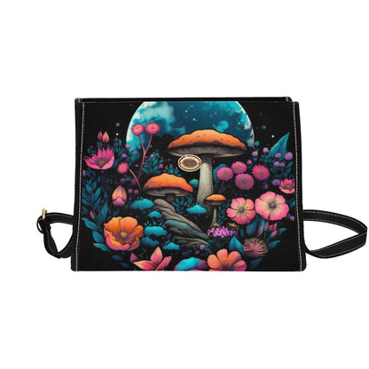 Glow Mushroom Bag, Fairycore Crossbody Purse, Celestial Forest Print, Witchy Garden Tote