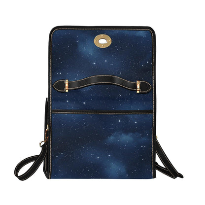 Starry Sky Satchel, Celestial Galaxy Print Purse, Dark Blue Space Handbag with Stars