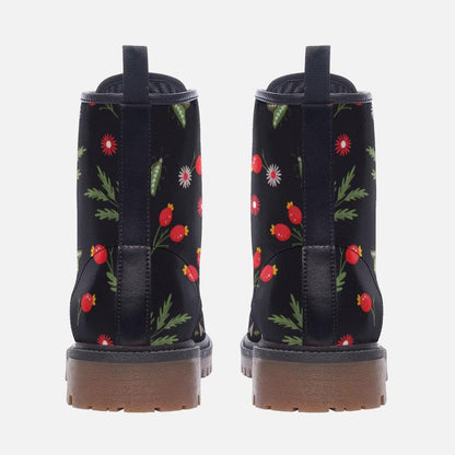 Goblincore Vegan Combat Boots Woodland Mushroom Butterfly Print Witchcore Festival Faecore Nature Fantasy Footwear