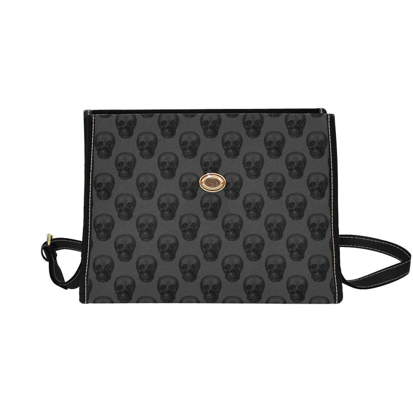 Gothic Skull Handbag, Dark Gray Satchel Purse, Crossbody Shoulder Bag