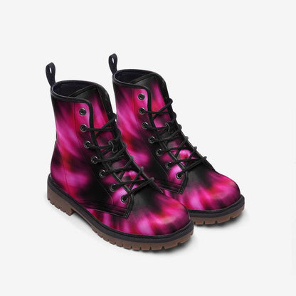 Pink Combat Boots, Fuchsia Ombre Ankle Boots, Punk Style Statement Shoes