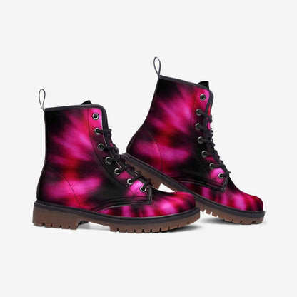 Pink Combat Boots, Fuchsia Ombre Ankle Boots, Punk Style Statement Shoes