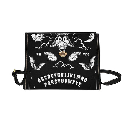 Dark Ouija Board Satchel Bag, Gothic Crossbody Purse, Vegan Leather Strap, Boho Hippie Gift