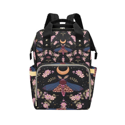 Moon Moth Diaper Backpack, Celestial Baby Bag, Boho Nursery Organizer