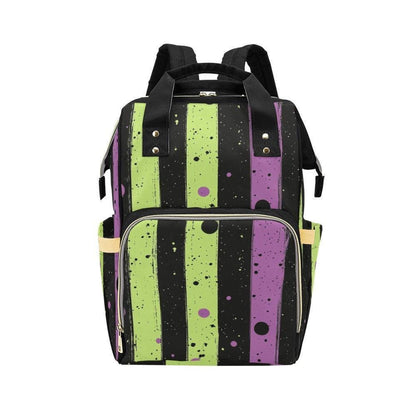 Diaper Bag Backpack with Gothic Stripes, Alt Mom Baby Travel Bag, Nursery Organizer