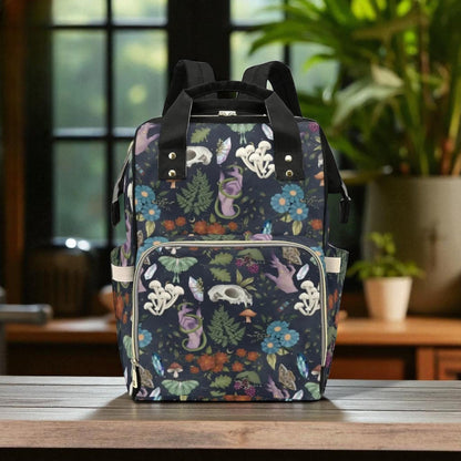 Occult Mushroom Forest Backpack, Witchy Cottagecore Diaper Bag, Mystical Woodland Travel Bag