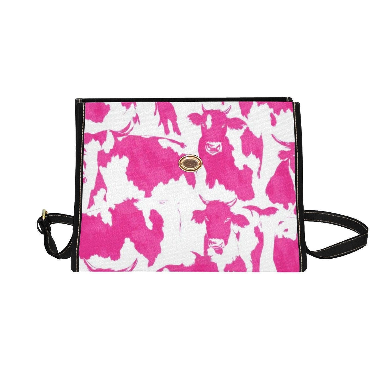 Pink Cow Print Purse, Western Top Handle Handbag, Cowgirl Statement Bag