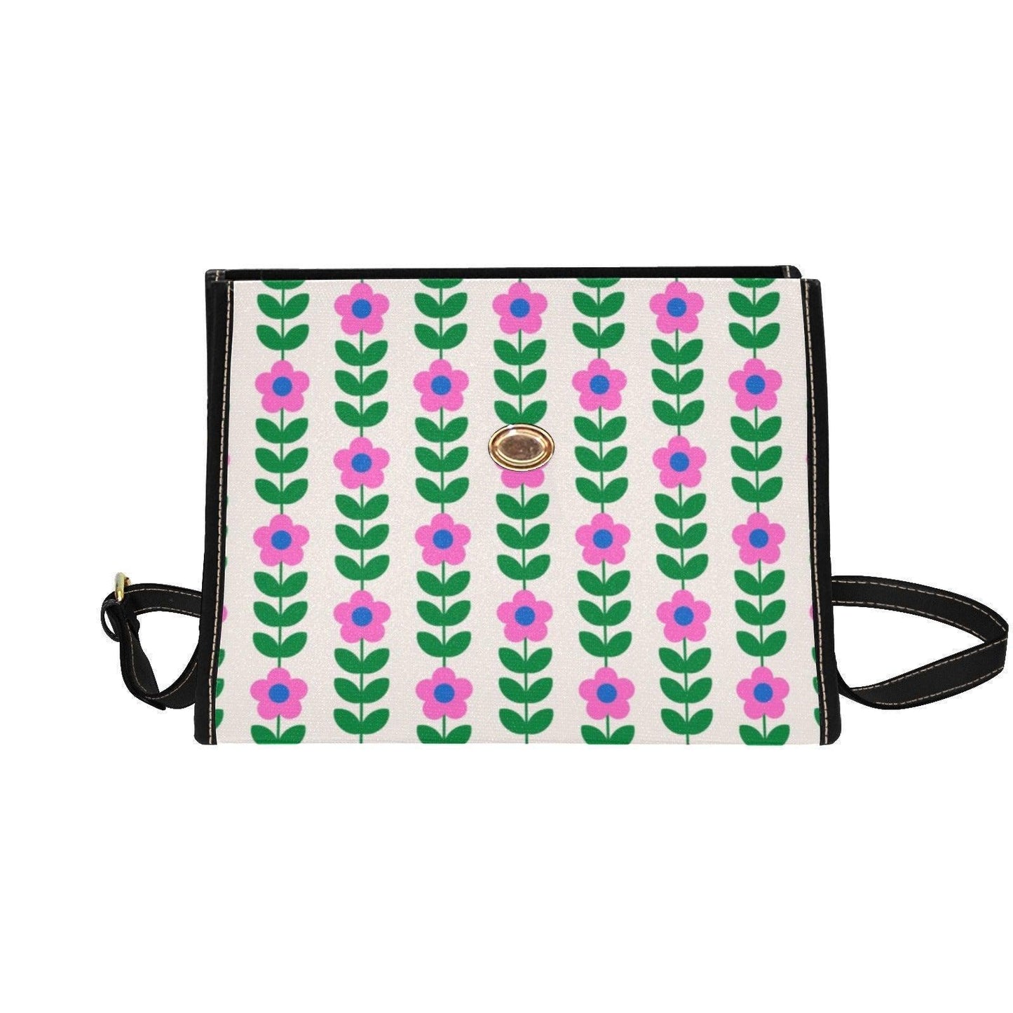 Retro Floral Handbag, Pink Daisy Purse, Mod Top Handle Bag